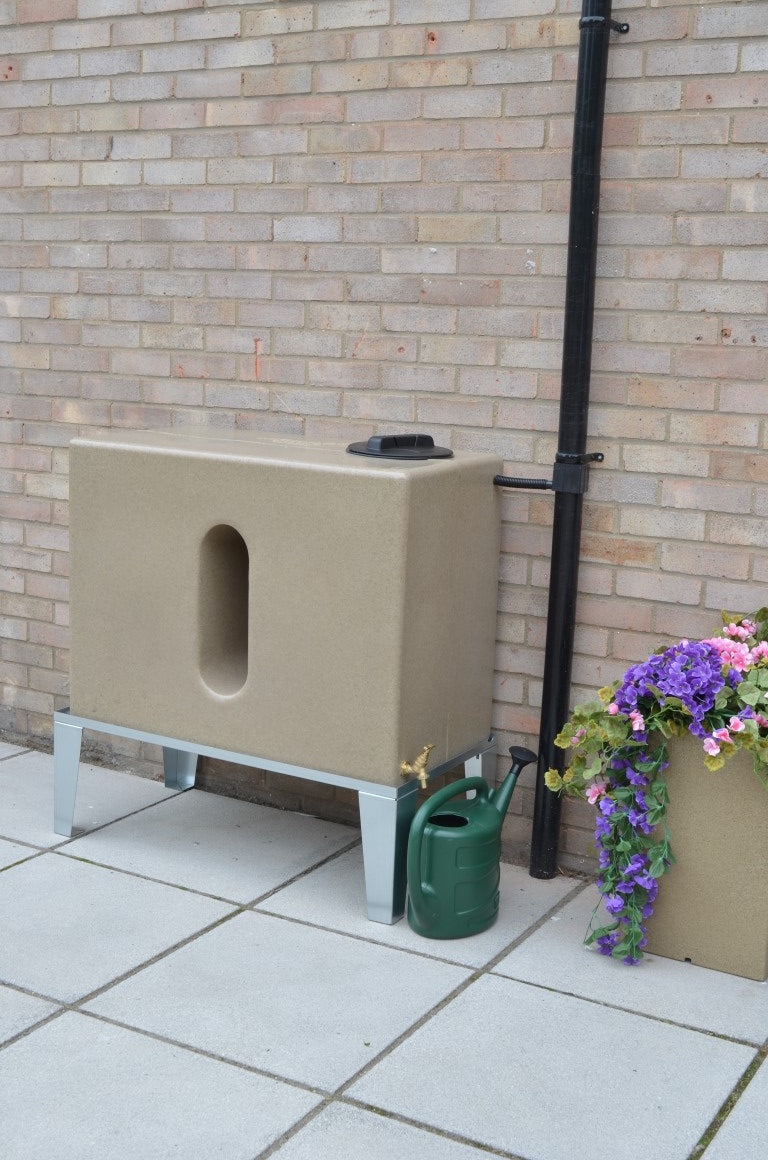 350 Litre Square Water Butt V1 - Sandstone - Double Outlet